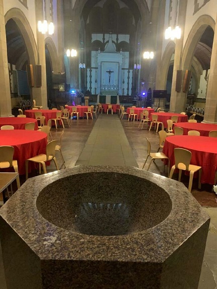 charlton church with tables